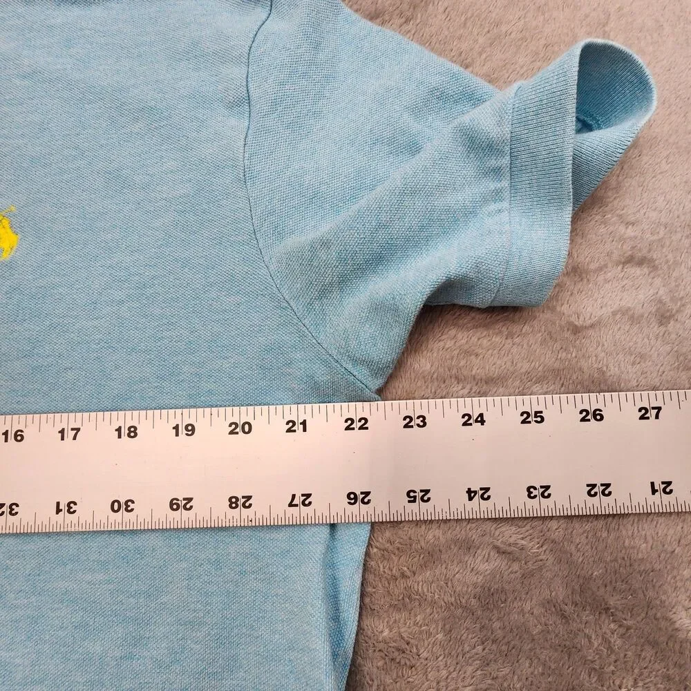 Polo Ralph Lauren Mens L 100% Cotton Blue Shirt Yellow Pony